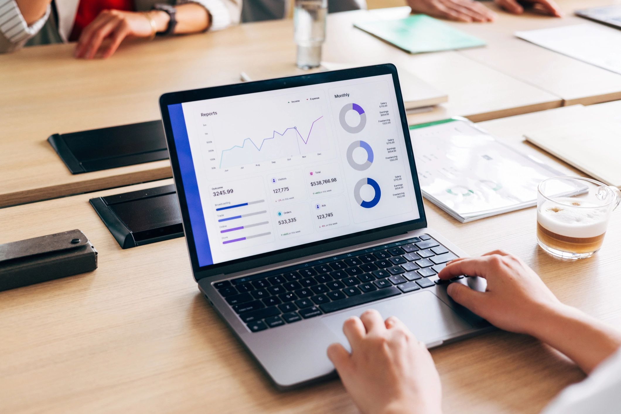 Analyst reviewing audit workflow and metrics on a laptop