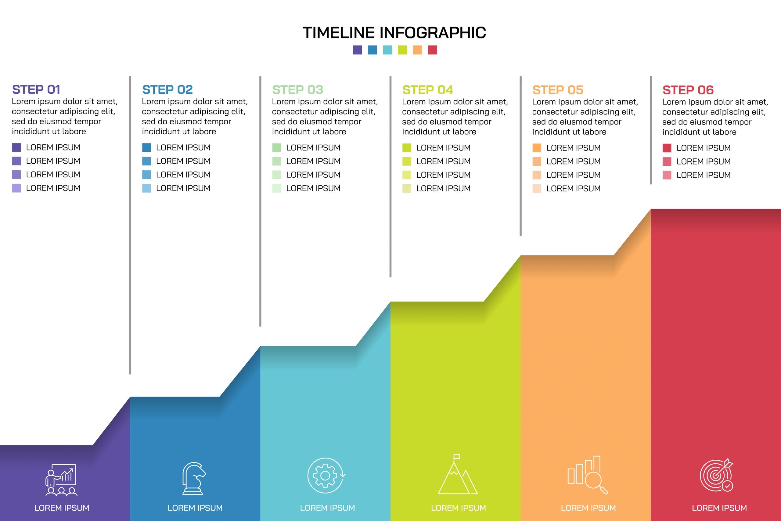 Abstract workflow timeline infographic with process steps
